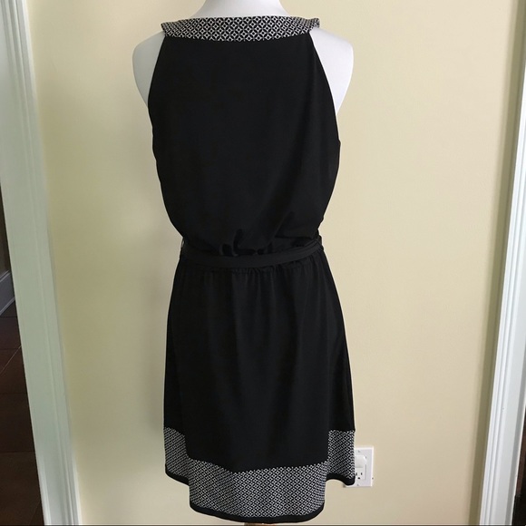 WHBM Tie-Belt Halter Dress B&W Detailing Sz S - Picture 4 of 8